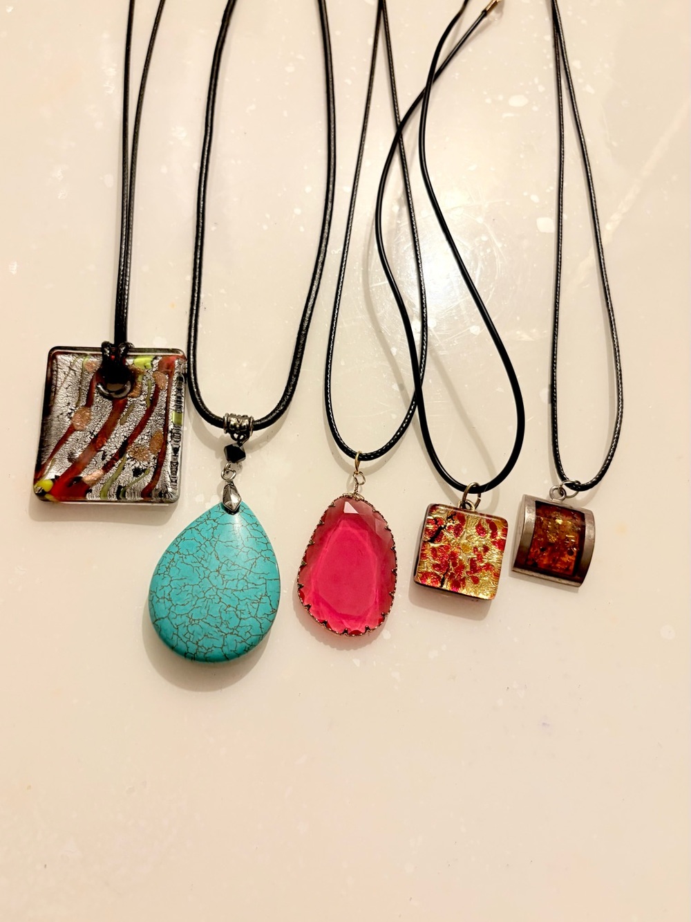 Women’s Turquoise and Pink Stone Pendant Necklace - Bundle of 5 NWOT